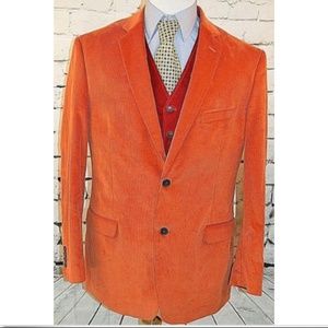Saddlebred 2 Button Orange Corduroy Blazer 44L